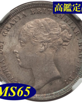 【NGC鑑定 MS65】イギリス ビクトリア女王ヤングヘッド ６ペンス銀貨 1886年