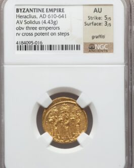 【NGC鑑定 AU】ビザンツ帝国（東ローマ帝国） 皇帝ヘラクレイオス ソリダス金貨 610-641年