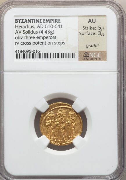 【NGC鑑定 AU】ビザンツ帝国（東ローマ帝国） 皇帝ヘラクレイオス ソリダス金貨 610-641年 - 画像 (2)