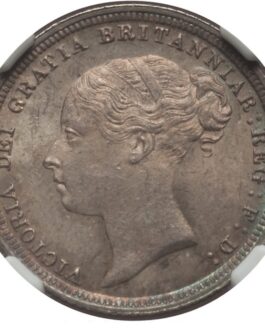 【NGC鑑定 MS65】イギリス ビクトリア女王ヤングヘッド ６ペンス銀貨 1886年