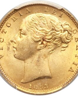 【PCGS鑑定 MS64+】イギリス ビクトリア女王 ソブリン金貨 1853年