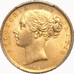 1848年 ビクトリア女王 1ソブリン金貨 PCGS鑑定 MS64