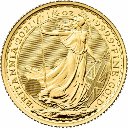 英国ブリタニア金貨（1/4オンス） 2021年 イギリス 新品未使用 - 画像 (2)