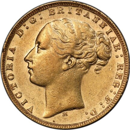PCGS鑑定 AU55 オーストラリア ビクトリア女王 ソブリン金貨 アンティークコイン 1Sov金貨 1873年 英国 ヴィクトリア女王 英連邦 イギリス王室 セントジョージの竜退治 金貨 コイン - 画像 (2)
