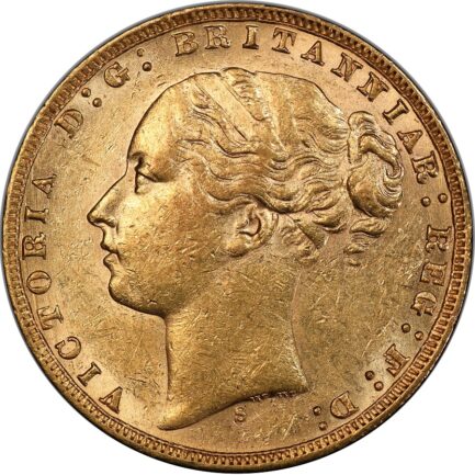 1874年 PCGS鑑定 AU58 オーストラリア ビクトリア女王 ソブリン金貨 ヤングヘッド アンティークコイン 1Sov金貨 英国 ヴィクトリア女王 英連邦 イギリス王室 セントジョージの竜退治 金貨 コイン - 画像 (2)