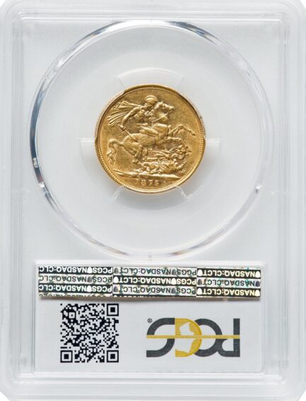 1875年 PCGS鑑定 AU55 オーストラリア ビクトリア女王 ソブリン金貨 ヤングヘッド アンティークコイン 1Sov金貨 英国 ヴィクトリア女王 英連邦 イギリス王室 セントジョージの竜退治 金貨 コイン 鑑定 貨幣 通貨 現物資産 竜退治 - 画像 (5)