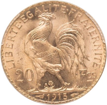 PCGS 高鑑定 マリアンヌ金貨 フランス 1913年 女神 ルースター ガリアの雄鶏 20フラン金貨 アンティークコイン 20世紀 モダンコイン 金貨 鑑定済みコイン マリアンヌ コイン 鑑定 貨幣 - 画像 (3)