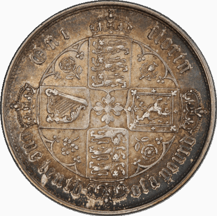 1857年 ゴチックフローリン  PCGS鑑定 AU50 イギリス ビクトリア女王 ヤングヘッド フローリン銀貨 Victoria Silver Coin 英国 イギリス王室 鑑定済みコイン アンティークコイン 銀貨 Gothic Florin - 画像 (3)