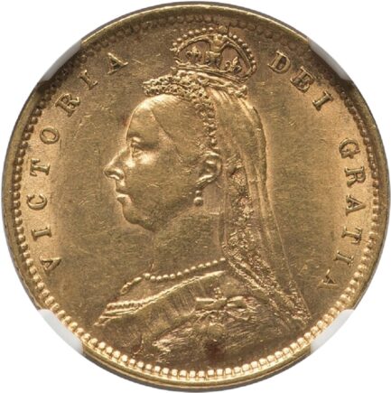 NGC鑑定 1892年 AU58 イギリス ビクトリア女王 ハーフソブリン金貨 ジュビリーヘッド アンティークコイン 1/2ソブリン 1/2Sov金貨 英国 ヴィクトリア女王 イングランド イギリス王室 シールド 金貨 コイン 鑑定 貨幣 通貨 現物資産 NGC AU - 画像 (2)