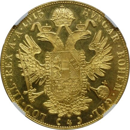 1915年 オーストリア フランツ ヨーゼフ1世 4ダカット金貨 NGC鑑定 MS67 復刻コイン Francis Joseph I Gold 4 DUCAT RESTRIKE - 画像 (5)