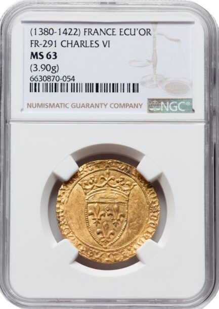 【NGC鑑定 MS63】フランス シャルル6世 エキュ金貨 1380-1422年 FRANCE CHARLES Ⅵ - 画像 (2)