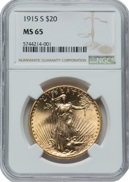 【NGC鑑定 MS65】アメリカ ダブルイーグル２０ドル金貨 セントゴーデンス金貨 1915年 NGC 高鑑定 $20 Saint-Gaudens Double Eagle 米国 サンフランシスコ - 画像 (4)