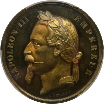 ナポレオン3世 PCGS SP63 1870年 フランス ホースショー メダル 金メッキ PCGS鑑定 フランス 現物資産 大判メダル - 画像 (5)