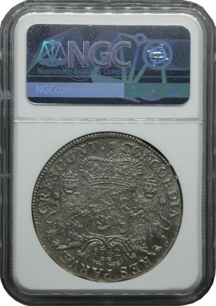 シルバーライダー NGC鑑定 1742年 オランダ 銀貨 アンティークコイン １ドゥカトン銀貨 1Ducaton 18世紀 鑑定済みコイン 難破船 UNC DETAILS サルベージ 引き上げコイン - 画像 (5)