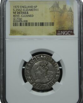エリザベス一世 6ペンス銀貨 NGC鑑定 1572年 イギリス アンティークコイン 6pence 銀貨 レアコイン 英国 エリザベス女王 イングランド Queen ELIZABETH 鑑定済みコイン England コイン 鑑定 貨幣 通貨 銀貨 現物資産 VF DETAILS