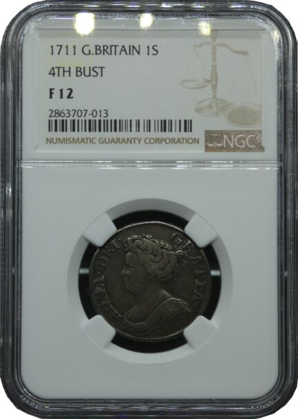 アン女王 1シリング銀貨 NGC鑑定 F12 1711年 イギリス イングランド アンティークコイン 1shilling 銀貨 レアコイン 英国 NGC Queen ANNE 鑑定済みコイン England コイン 鑑定 貨幣 通貨 現物資産 銀貨 1711 - 画像 (2)
