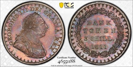 高鑑定 MS63 ジョージ３世 3シリング銀貨 PCGS鑑定 1811年 イギリス イングランド アンティークコイン 3shilling銀貨 レアコイン 英国 PCGS George III 鑑定済みコイン England コイン 鑑定 貨幣 通貨 現物資産 銀貨 1708 イングランド銀行 トークン - 画像 (2)