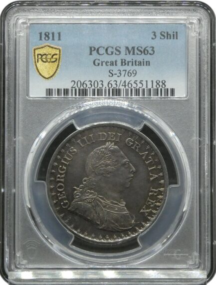 高鑑定 MS63 ジョージ３世 3シリング銀貨 PCGS鑑定 1811年 イギリス イングランド アンティークコイン 3shilling銀貨 レアコイン 英国 PCGS George III 鑑定済みコイン England コイン 鑑定 貨幣 通貨 現物資産 銀貨 1708 イングランド銀行 トークン - 画像 (5)