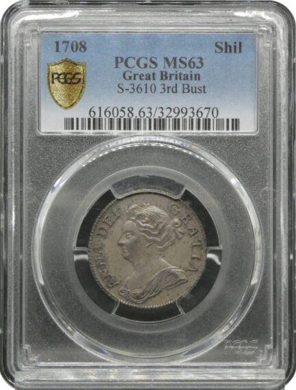 【わけあり】 高鑑定 MS63 アン女王 1シリング銀貨 PCGS鑑定 1708年 イギリス イングランド アンティークコイン 1shilling 銀貨 レアコイン 英国 PCGS Queen ANNE 鑑定済みコイン - 画像 (4)