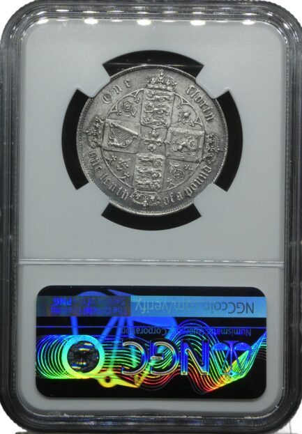 NGC ゴチックフローリン ビクトリア女王 銀貨 NGC鑑定 1871年 イギリス イングランド アンティークコイン 英国 鑑定済みコイン England コイン 鑑定 現物資産 1871 ヴィクトリア女王 Victoria UNC Details 2シリング銀貨 - 画像 (3)
