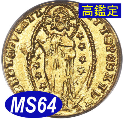 【PCGS鑑定 MS64】イタリア アカイア公国 ゼッキーノ金貨 1346-1364年