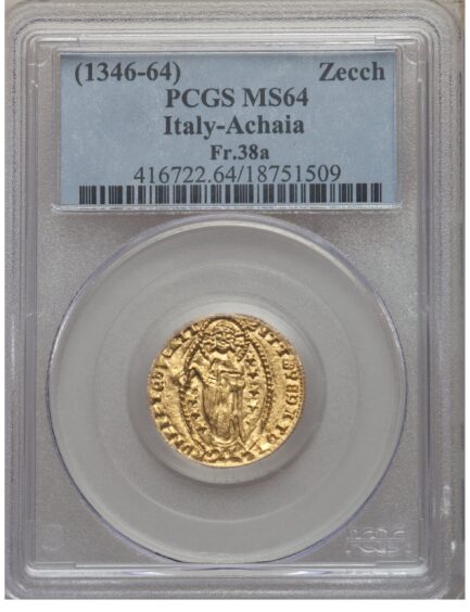 【PCGS鑑定 MS64】イタリア アカイア公国 ゼッキーノ金貨 1346-1364年 - 画像 (2)