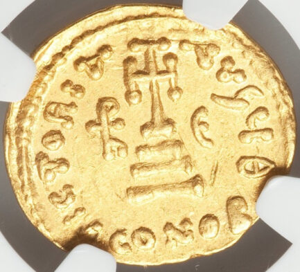 【NGC鑑定 Ch AU】ビザンツ帝国（東ローマ帝国） 皇帝ヘラクレイオス ソリダス金貨 610-641年 - 画像 (4)