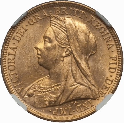 【NGC鑑定 MS63】オーストラリア ビクトリア女王 ソブリン金貨 1895年 - 画像 (2)
