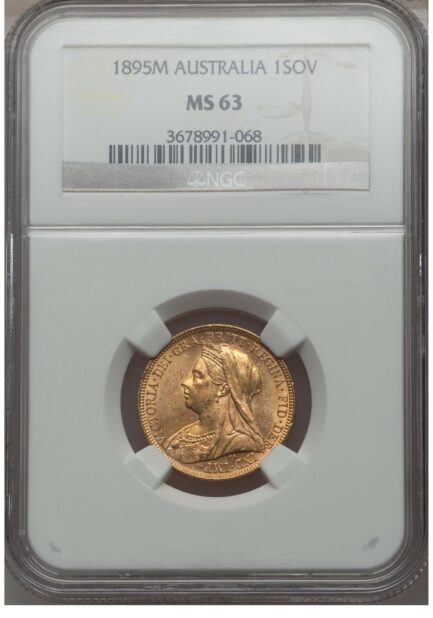 【NGC鑑定 MS63】オーストラリア ビクトリア女王 ソブリン金貨 1895年 - 画像 (4)