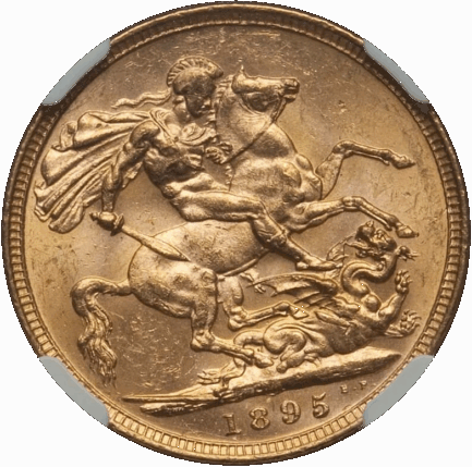 【NGC鑑定 MS63】オーストラリア ビクトリア女王 ソブリン金貨 1895年 - 画像 (3)