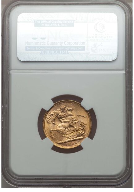 【NGC鑑定 MS63】オーストラリア ビクトリア女王 ソブリン金貨 1895年 - 画像 (5)