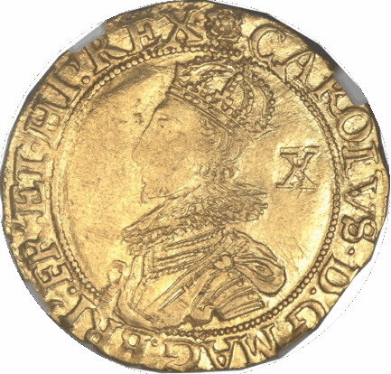 【最高鑑定 NGC鑑定 AU53】イギリス チャールズ１世 ダブルクラウン金貨 1630-1632年 - 画像 (2)