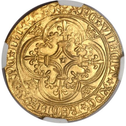 【NGC鑑定 MS63】フランス シャルル6世 エキュ金貨 1380-1422年 - 画像 (3)