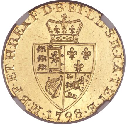 【NGC鑑定 MS63】イギリス ジョージ3世 ギニー金貨（スペードギニー） 1798年 - 画像 (2)