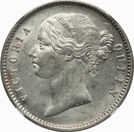 【NGC鑑定 MS63】イギリス領インド ビクトリア女王ヤングヘッド ルピー銀貨 1840年 - 画像 (2)