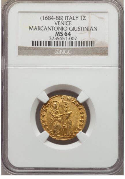 【NGC鑑定 MS64】イタリア ベニス ゼッキーノ金貨（ダカット金貨） 1684-1688年 - 画像 (2)