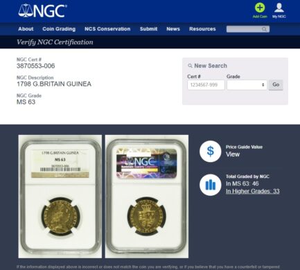 【NGC鑑定 MS63】イギリス ジョージ3世 ギニー金貨（スペードギニー） 1798年 - 画像 (5)
