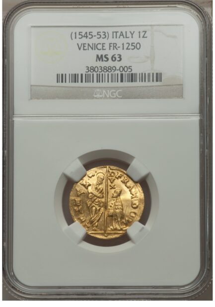 【NGC鑑定 MS63】イタリア ベニス ゼッキーノ金貨（ダカット金貨） 1545-1553年 - 画像 (3)