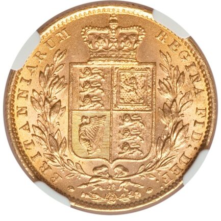 【NGC鑑定 MS64】イギリス ビクトリア女王ヤングヘッド（シールド） ソブリン金貨 1871年 - 画像 (3)