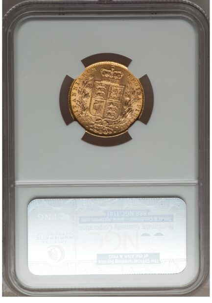 【NGC鑑定 MS64】イギリス ビクトリア女王ヤングヘッド（シールド） ソブリン金貨 1871年 - 画像 (5)