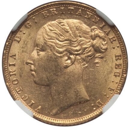 【NGC鑑定 MS62】イギリス ビクトリア女王ヤングヘッド（セントジョージと竜） ソブリン金貨 1876年 - 画像 (2)