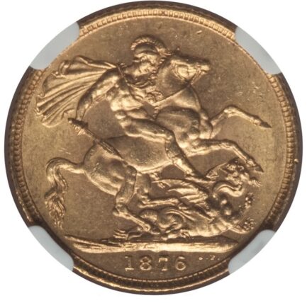 【NGC鑑定 MS62】イギリス ビクトリア女王ヤングヘッド（セントジョージと竜） ソブリン金貨 1876年 - 画像 (3)