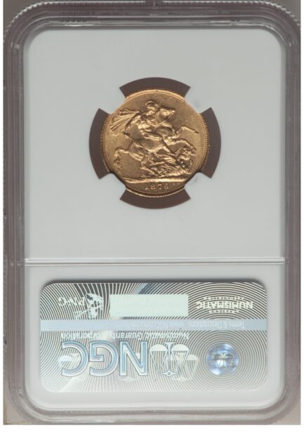 【NGC鑑定 MS62】イギリス ビクトリア女王ヤングヘッド（セントジョージと竜） ソブリン金貨 1876年 - 画像 (5)
