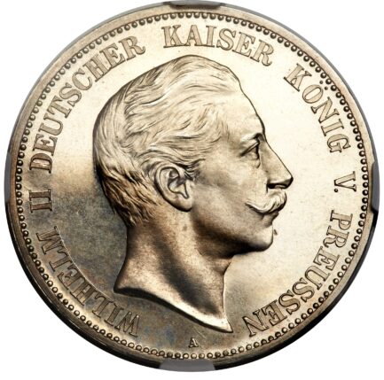 【最高鑑定：NGC鑑定 PF66 CAMEO】ドイツ プロシア ヴィルヘルム2世 5マルク銀貨 1900年 - 画像 (2)