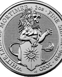 クィーンズビースト モーティマーのホワイトライオン銀貨（2オンス） 2020年 イギリス 新品未使用