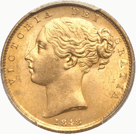 【希少】ビクトリア女王 1ソブリン金貨 PCGS鑑定 1848年 イギリス イングランド アンティークコイン 金貨 1sov 金貨 レアコイン 英国 PCGS 鑑定済みコイン