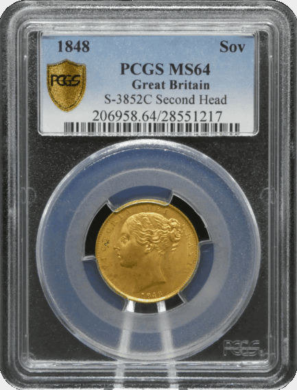 【希少】ビクトリア女王 1ソブリン金貨 PCGS鑑定 1848年 イギリス イングランド アンティークコイン 金貨 1sov 金貨 レアコイン 英国 PCGS 鑑定済みコイン - 画像 (4)